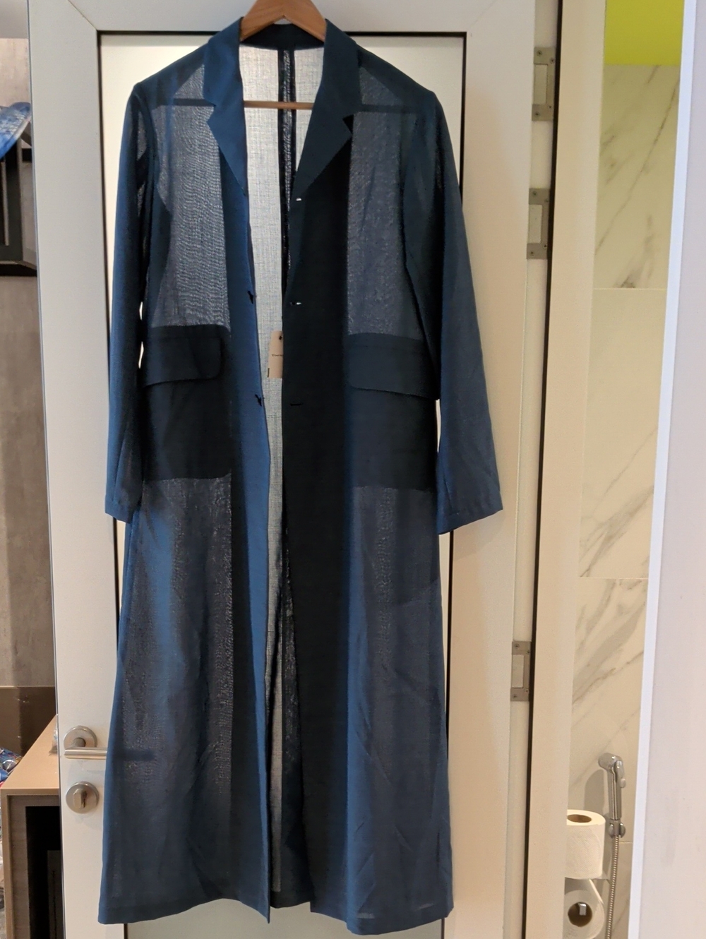 Y's by Yohji Yamamoto Sheer Navy Long Trench Coat